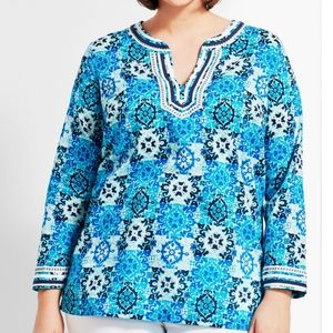 Talbots Medallion Tiles Print‎ Women's Tunic Top.